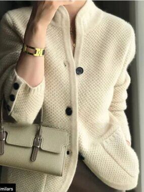 Cream knit Bouclé Cardigan